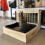 Râtelier-litière medium en bois pour les lapins