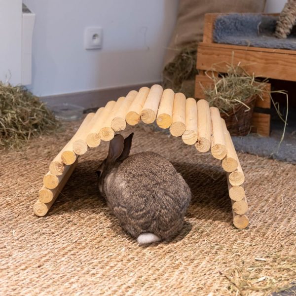 Pont flexible en rondins de bois pour lapin