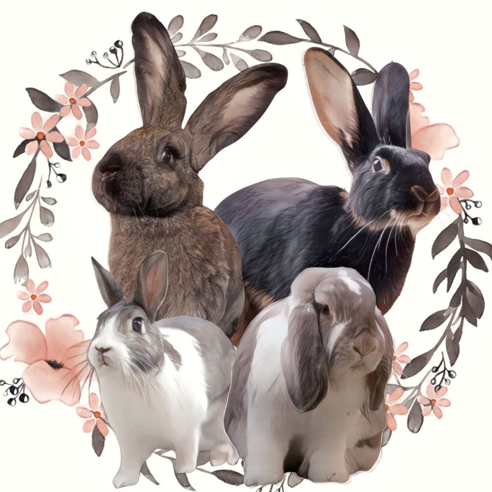 Quatre races différentes de lapin