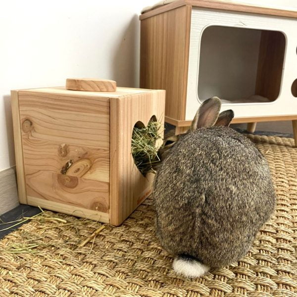 Ratelier à foin en bois pour lapins