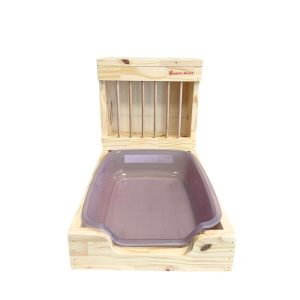 Râtelier litière small pour lapin nain, bac rose