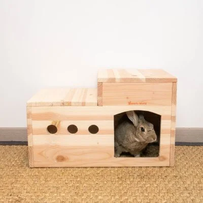 Cabane duplex en bois pour les lapins