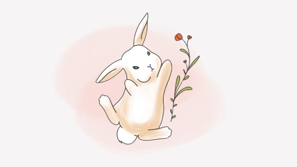 Illustration de la cueillette des plantes pour les lapins
