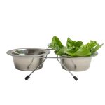 Set d'écuelles en inox, boisson et alimentation pour les lapins
