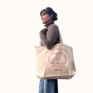 Cabas "La boutique des amoureux des lapins", 100% coton recyclé, made in France