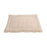 Le tapis Charly pour lapin existe en deux tailles, confort garanti avec sa surface en fausse fourrure beige rosé