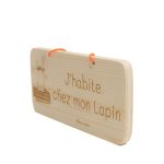 Pancarte en bois à suspendre, j'habite chez mon ou mes lapins