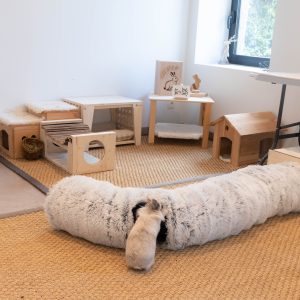 Tunnel donut en fausse fourrure pour les lapins