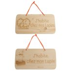 Pancartes en bois à suspendre, j'habite chez mon ou mes lapins
